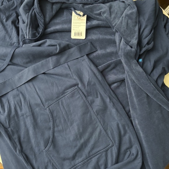 The Duderobe Men’s Luxury Hooded Bathrobe Size Large XL New Blue - Picture 4 of 9